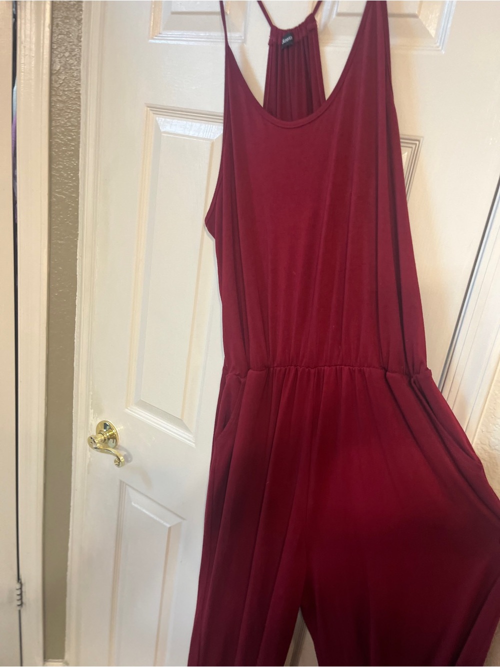 Women's Burgundy Sleeveless Jumpsuit